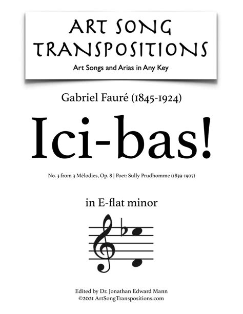 FAURÉ: Ici-bas! Op. 8 No. 3 (in 10 Keys: G, F-sharp, F, E, E-flat, D, C-sharp, C, B, B-flat Minor)